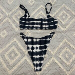 Blue and White Tie-Dye Bikini Set